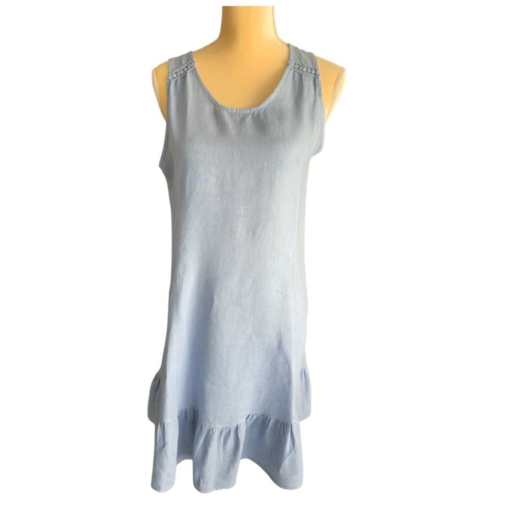 Light Blue Italian Linen Dress - Picture 3 of 9
